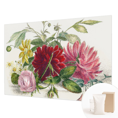 Papel mural texturado decorativo con un diseño de ramo de flores