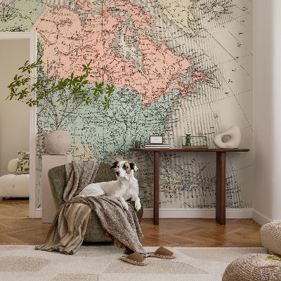 Mural decorativo con un mapa histórico