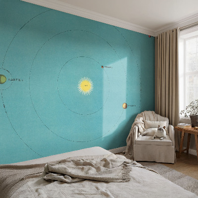 Fotomural decorativo para cabecero de cama con diseño de sistema cósmico