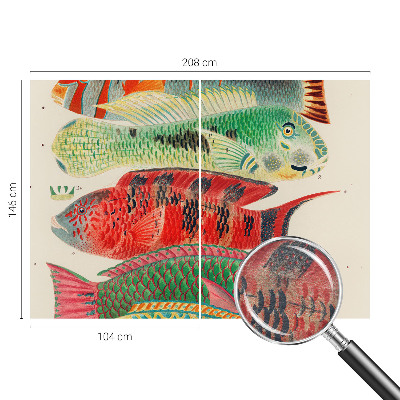 Fotomural decorativo para cabecero de cama con diseño de peces exóticos