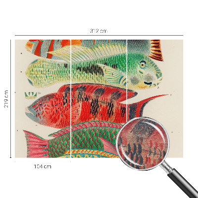 Fotomural decorativo para cabecero de cama con diseño de peces exóticos