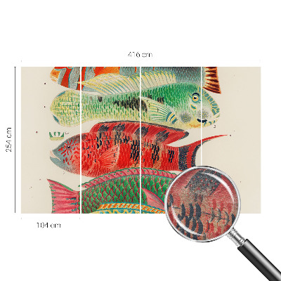 Fotomural decorativo para cabecero de cama con diseño de peces exóticos