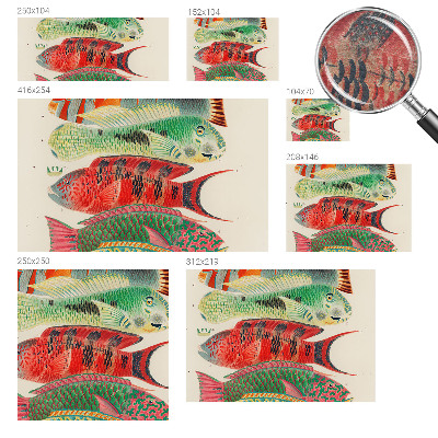 Fotomural decorativo para cabecero de cama con diseño de peces exóticos