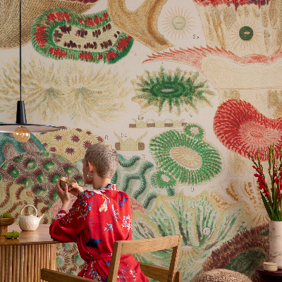 Papel mural con patrón decorativo con formas orgánicas