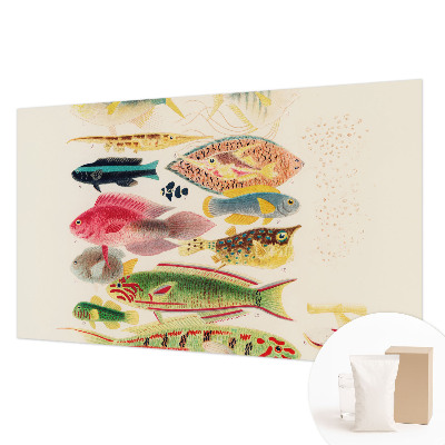 Mural de pared con estampado hermoso con peces coloridos
