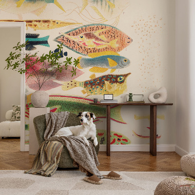 Mural de pared con estampado hermoso con peces coloridos