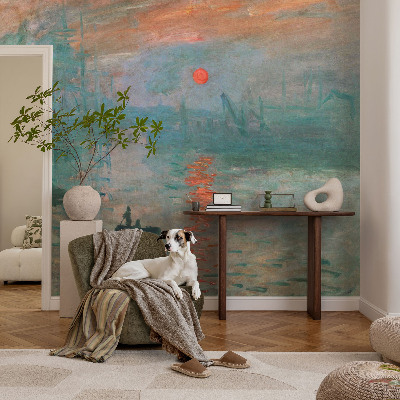Papel mural texturado decorativo con un motivo de paisaje portuario