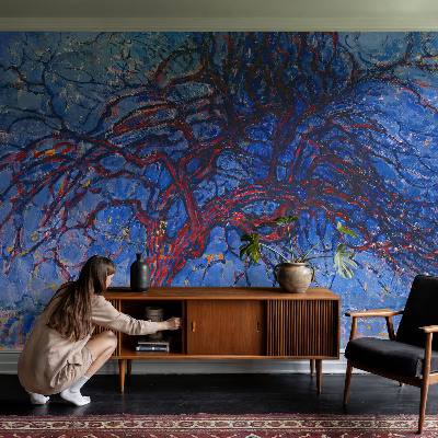 Papel mural texturado decorativo con diseño de árbol