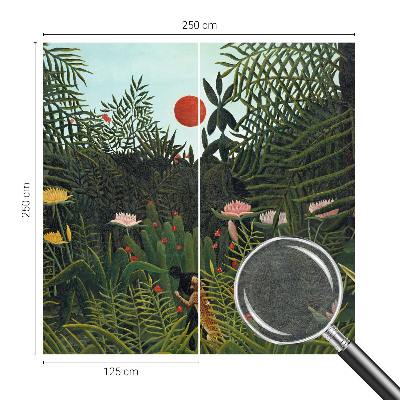 Papel mural con patrón decorativo con un paisaje exótico