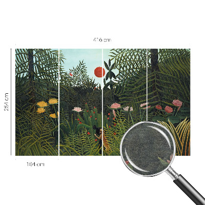 Papel mural con patrón decorativo con un paisaje exótico