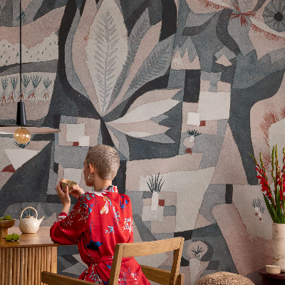 Papel mural texturado decorativo con un motivo de abstracción de la naturaleza