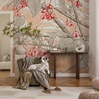 Fotomural decorativo para cabecero de cama con motivo de armonía floral para decorar el dormitorio