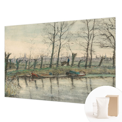 Papel mural texturado decorativo con un paisaje invernal