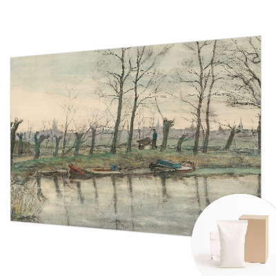 Papel mural texturado decorativo con un paisaje invernal