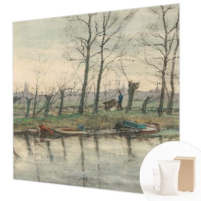 Papel mural texturado decorativo con un paisaje invernal