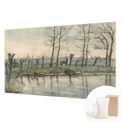 Papel mural texturado decorativo con un paisaje invernal