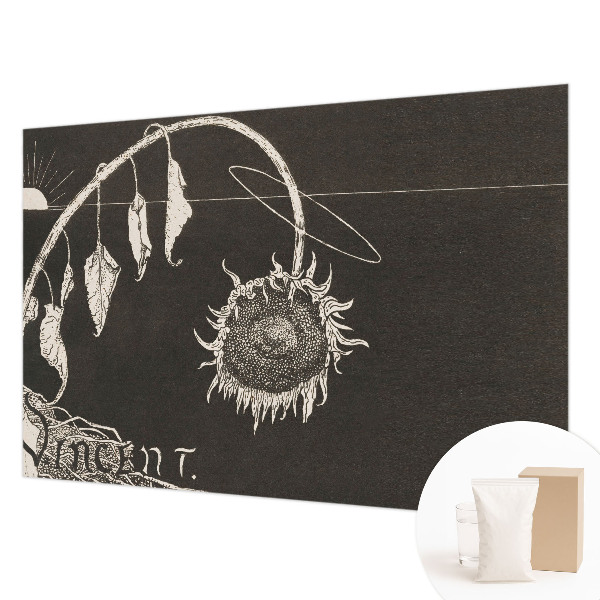 Fotomural decorativo para cabecero de cama con diseño de girasol nostálgico