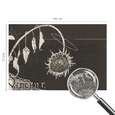 Fotomural decorativo para cabecero de cama con diseño de girasol nostálgico