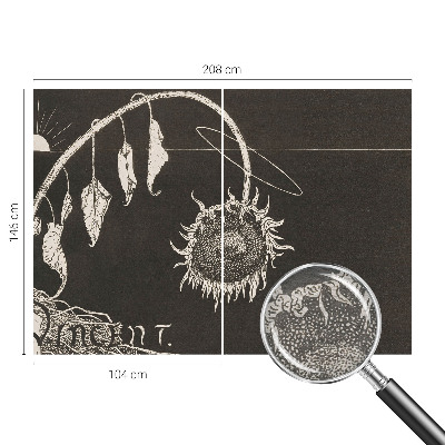 Fotomural decorativo para cabecero de cama con diseño de girasol nostálgico