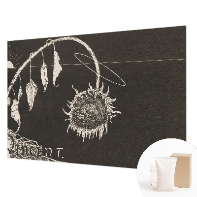 Fotomural decorativo para cabecero de cama con diseño de girasol nostálgico