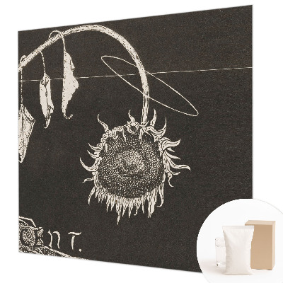 Fotomural decorativo para cabecero de cama con diseño de girasol nostálgico