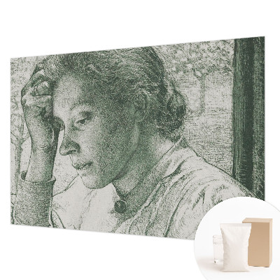Mural decorativo con diseño de mujer reflexiva
