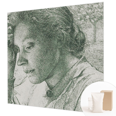 Mural decorativo con diseño de mujer reflexiva
