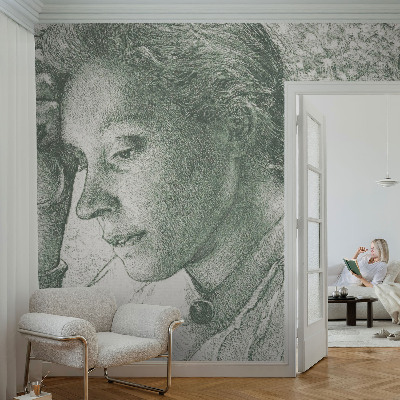 Mural decorativo con diseño de mujer reflexiva