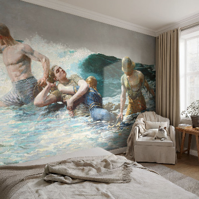 Papel mural con patrón decorativo con motivo de combate naval