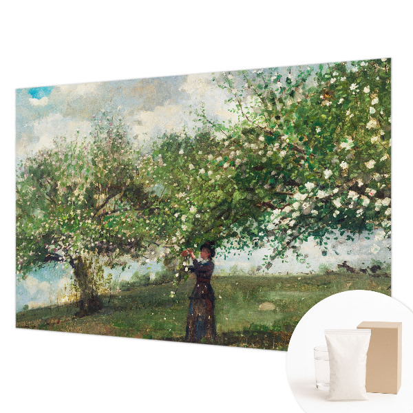 Papel mural con patrón decorativo con una escena primaveral