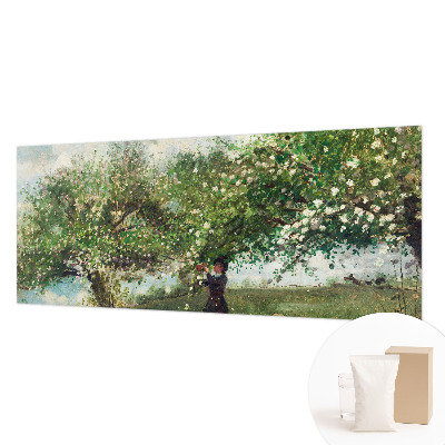 Papel mural con patrón decorativo con una escena primaveral