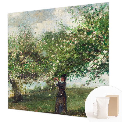 Papel mural con patrón decorativo con una escena primaveral