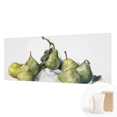 Mural decorativo con diseño de peras en acuarela