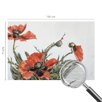 Fotomural decorativo para cabecero de cama con diseño de amapolas rojas