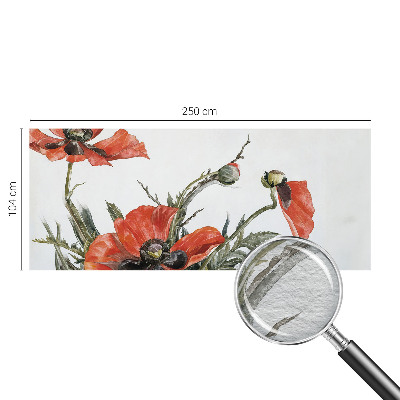 Fotomural decorativo para cabecero de cama con diseño de amapolas rojas