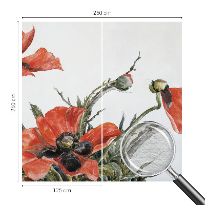 Fotomural decorativo para cabecero de cama con diseño de amapolas rojas