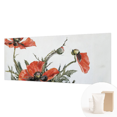 Fotomural decorativo para cabecero de cama con diseño de amapolas rojas