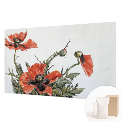 Fotomural decorativo para cabecero de cama con diseño de amapolas rojas