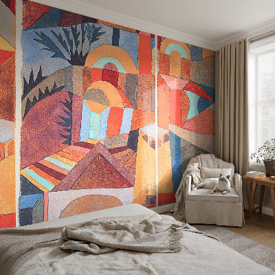 Papel mural texturado decorativo con diseño de mosaico colorido