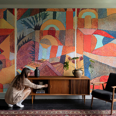 Papel mural texturado decorativo con diseño de mosaico colorido