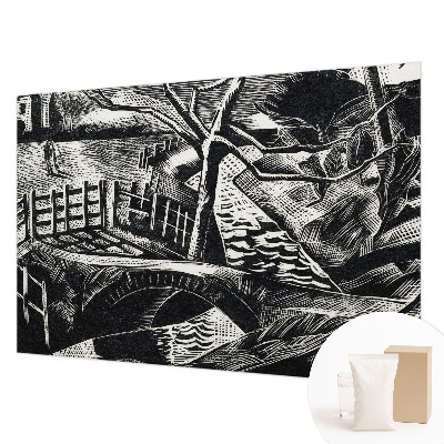 Mural de pared con estampado hermoso con un paisaje arquitectónico