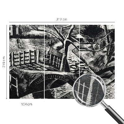 Mural de pared con estampado hermoso con un paisaje arquitectónico