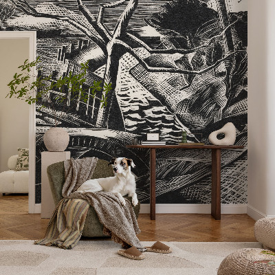 Mural de pared con estampado hermoso con un paisaje arquitectónico