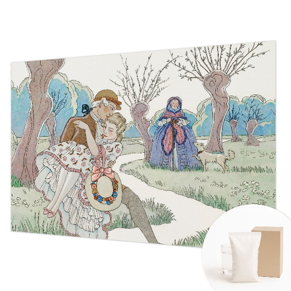Mural decorativo con una escena romántica