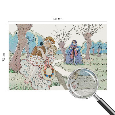 Mural decorativo con una escena romántica