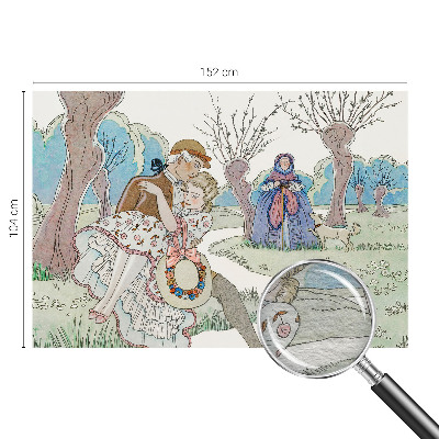 Mural decorativo con una escena romántica