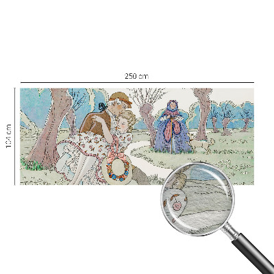 Mural decorativo con una escena romántica