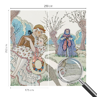 Mural decorativo con una escena romántica