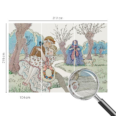 Mural decorativo con una escena romántica