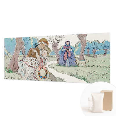 Mural decorativo con una escena romántica